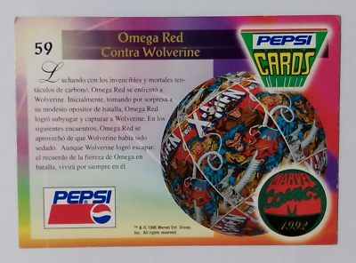 1995 PEPSICARDS MARVEL #059 OMEGA RED VS WOLVERINE MCU PERU