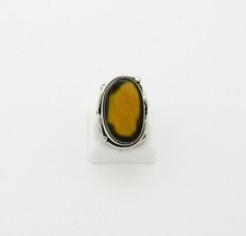 Egg Yolk Genuine BALTIC AMBER Cabochon Sterling Silver Handmade Ring NIB  AR34