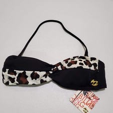 Billabong Women Swimwear Medium Black Cheetah Print Bikini Bandeau Logo NWT