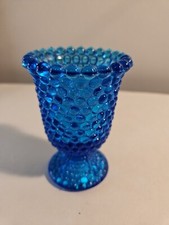 Vintage Cobalt Blue Hobnail Tea Light Candle Holder 4" Tall