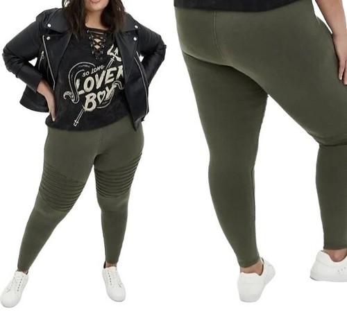 Torrid Washed Green Moto Leggings Plus 