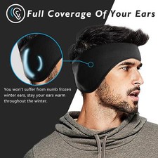 Black Ear Warmer Headband - Winter Ear Cover Running Ear Muffs for Men Women US
