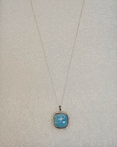 MarahLago Clarity Larimar Pendant Necklace White Sapphire adj 20" Chain - Picture 11 of 11