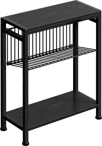 Narrow Side Table End Table for Small Space, 3-Tier Nightstand Bedside Table