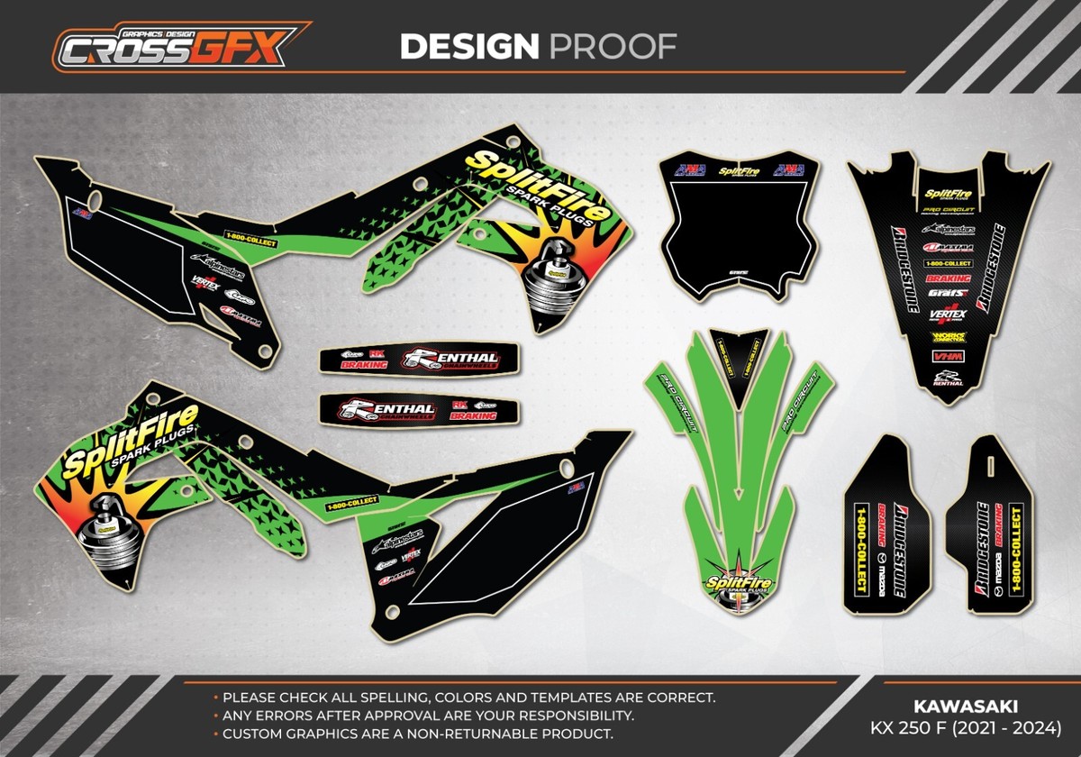 2021 2022 2023 2024 KX 250 F Graphics Kit KAWASAKI KX250F KXF 250