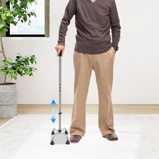 Walking Stick with 4 Feet, Adjustable Walking Aid, Walking Stick with 4-Legged