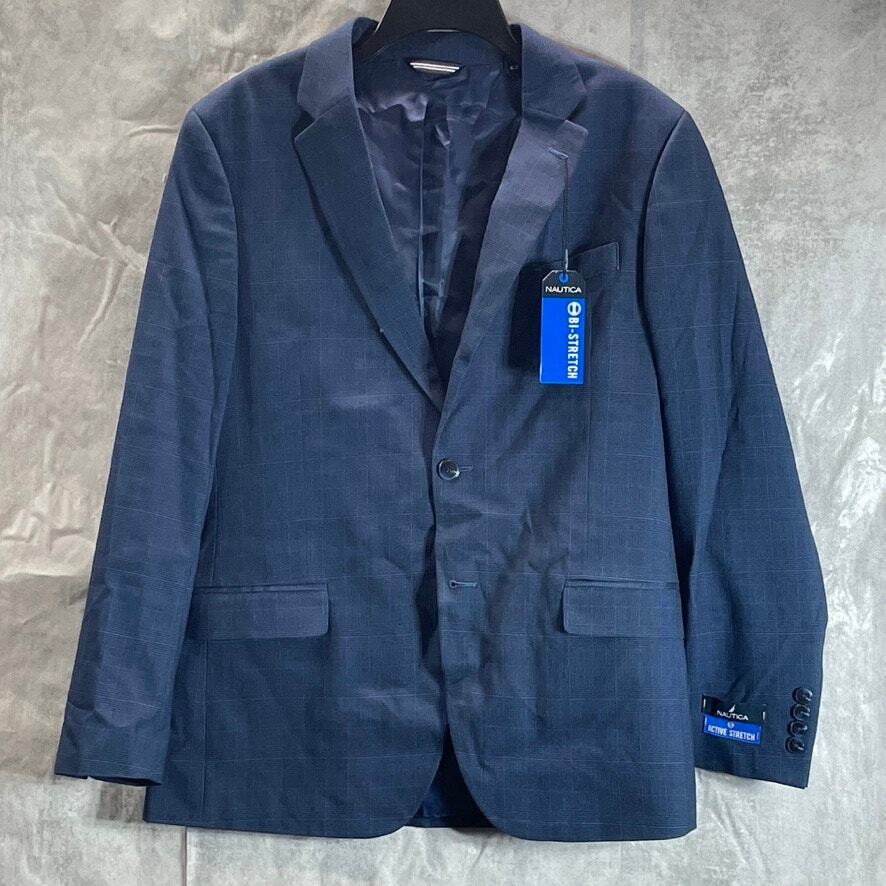 nautica トロウール ダブルジャケット NAUTICA Men's Navy Plaid Modern-Fit Bo-Stretch Two-Button Suit