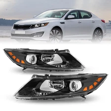 Headlights for 2011 2012 2013 Kia Optima Halogen Black Pairs L+R Headlamps
