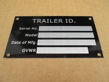 Black Chrome Trailer Frame Equipment Plate Serial Model # ID Tag WITH HARDWARE