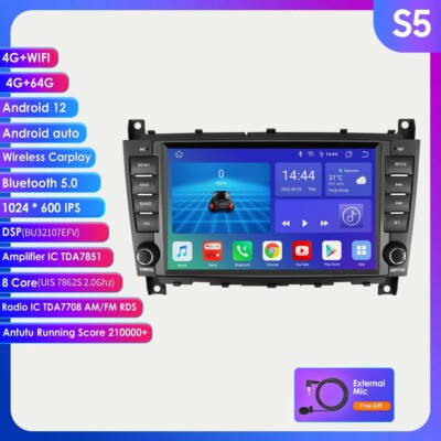 64GB Android 12 Autoradio GPS DAB+ Canbus für Mercedes C/CLC/CLK W203 C209 A209