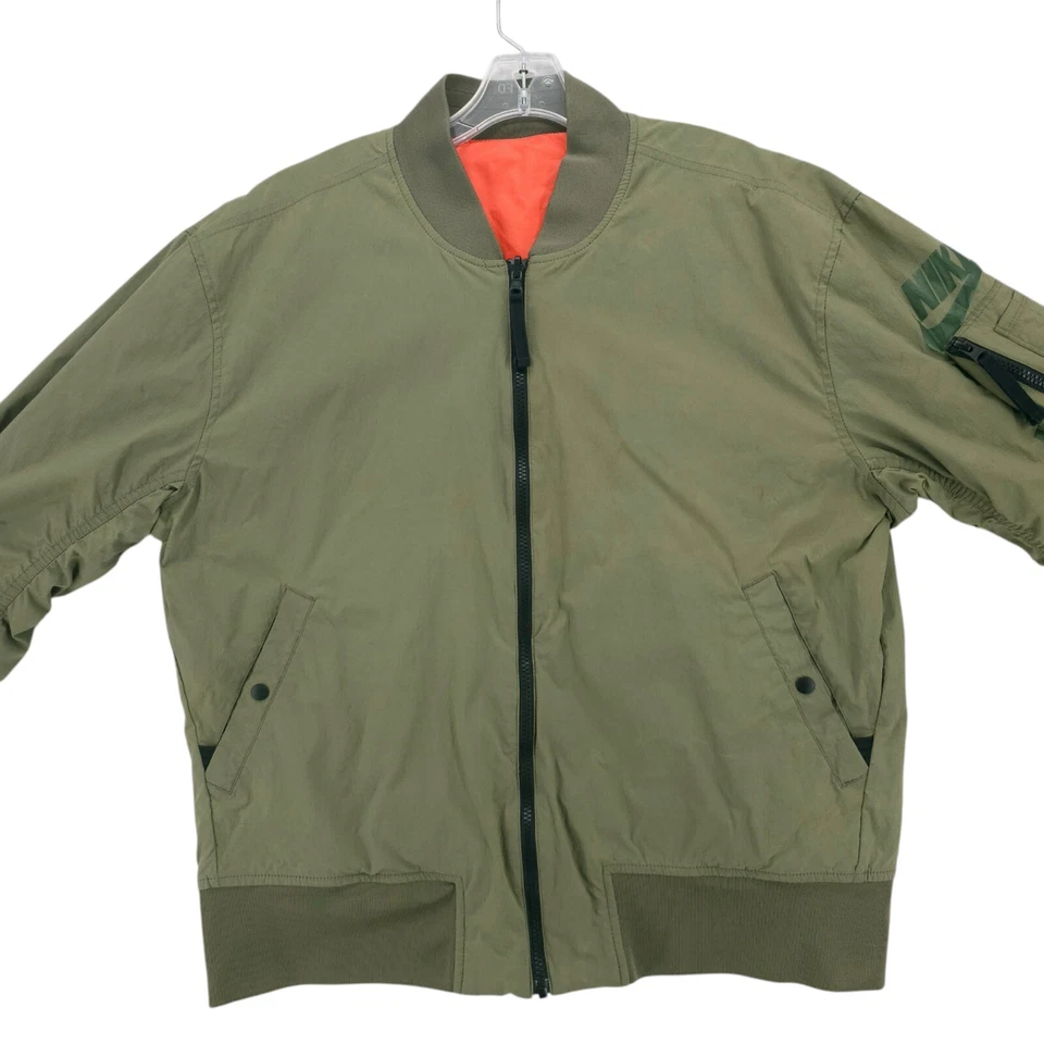 NIKE Reversible Bomber Jacket Airforce 1 AF1 Green Orange LARGE - READ! - Image 2 of 4