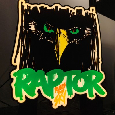 Cedar point inspired Raptor Led lightbox 3d printed Raptor rules the sky new
