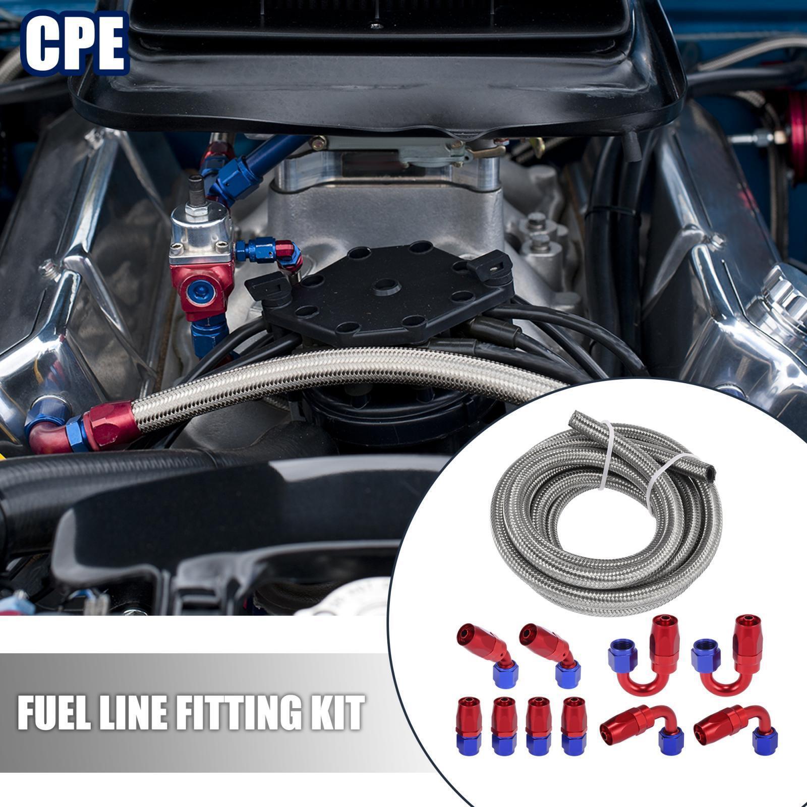 20FT AN6 Stainless Steel Braided Hose Line Kit -6AN For Oil, Fuel, & Coolant Lines