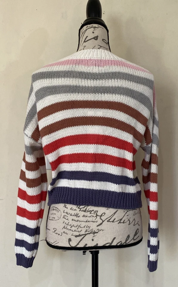 Suéter para mujer J + L John + Jenn pequeño a rayas multicolor 100 % algodón talla XS Foto 3 de 4