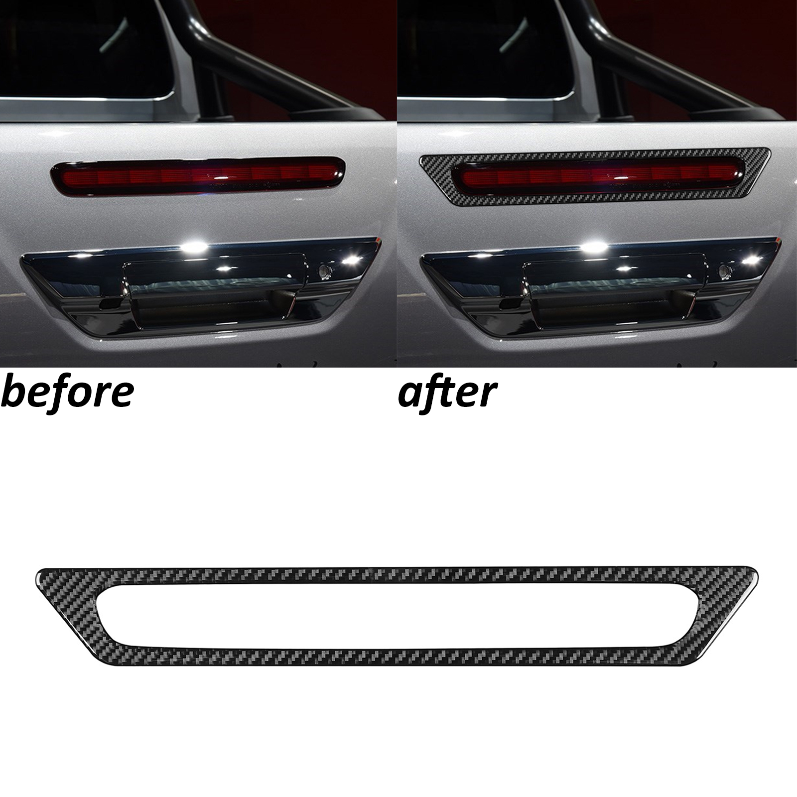 Real Carbon Fiber Tailgate Brake Light Frame Trim for Toyota Hilux 2015-2023