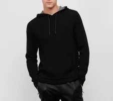 KENNETH COLE BLACK LABEL Black Hooded Long Sleeve Sweater Retail $178