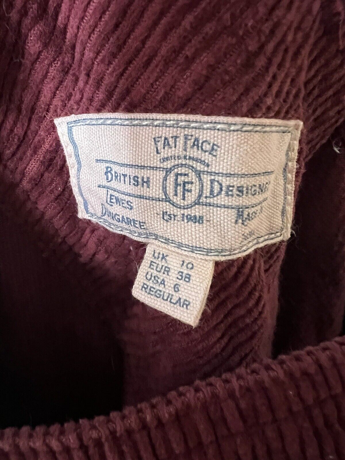 Fat Face Cord Burgundy Dungarees Size 10 | eBay
