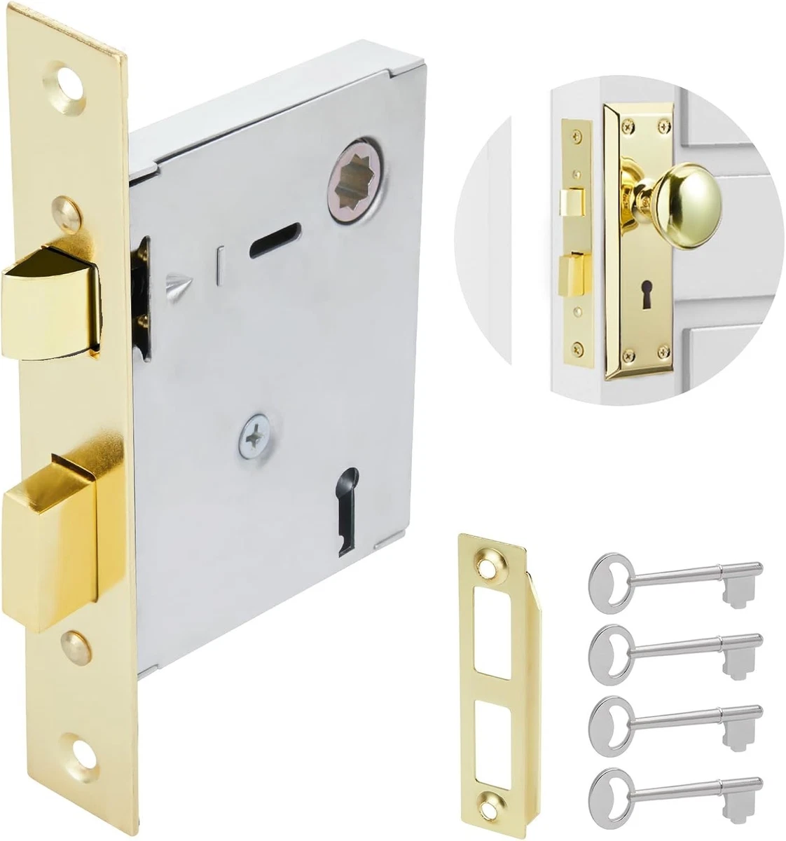 Mortise Keyed Lock Set with Classic Knobs, Antique Door Knob, Vintage Mortise Ke