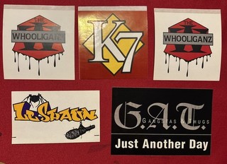 LOT OF 5 VINTAGE 1990s HIP HOP STICKERS WHOOLIGANZ K 7 NEW TOMMY BOY RARE