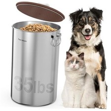 35 Lbs Stainless Steel Dog Food Storage Container with Airtight 35 lbs - 1pk