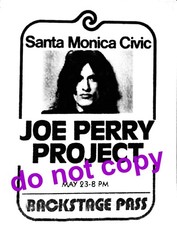 Joe Perry+Carmine&Rockers backstage pass for Santa Monica Civic 5/23/80