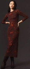 Reformation Tommie Knit Floral Dress Large Burgundy Soft Stretch Romantic XL