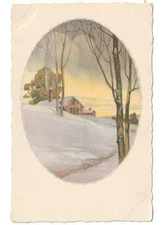 Carte Postale De Noël Ancienne Non Voyagee Paysage Enneige Maisons De Campagne