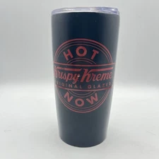 Krispy Kreme Doughnuts Black Travel Tumbler Red Logo, Letters & Lid 20 Oz.