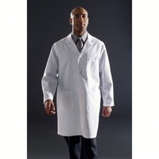 Collared Lab Coat MDT12WHT36E Cotton/Polyester, Button Closure, 3 Pockets Size S