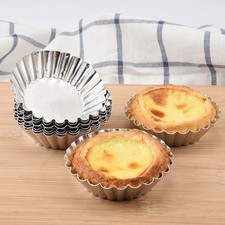  10 Pcs Metal Pudding Moulds Mini Cake Tins Muffin Baking Cup Egg Tarts
