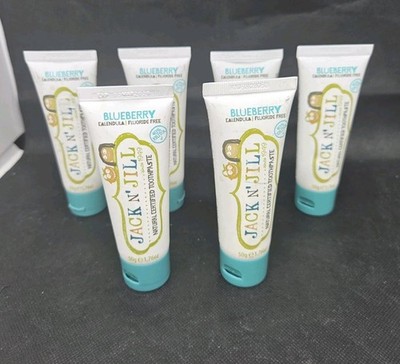 Lot Of 6 Jack 'N Jill Natural Kids Toothpaste Blueberry Fluoride Free 1.76 Oz 
