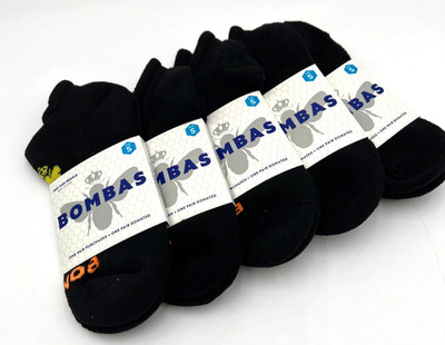 Bombas Ankle Socks Tech 5-Pack Small Black Hex Tec Performance Cushion NEW