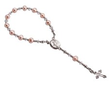 Precious Pieces Sterling Silver Pink Baby Rosary Baptism Gift Girls