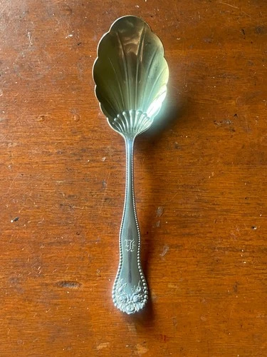 Gorham Lancaster sterling silver large 7.5" shell spoon monogrammed