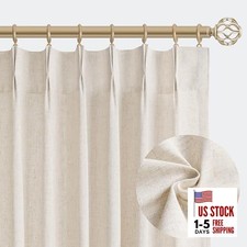Natural Pinch Pleated Linen Curtains 84 40"W x 84"L Pack of 2 Natural Linen