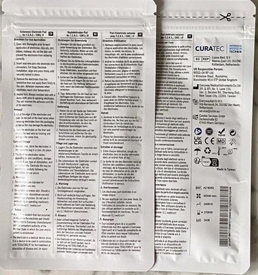 TENS EMS Hautelektroden Pads Curatec 40x40mm 2 Packungen Je 4 Stk