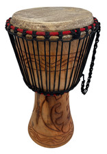 Handgeschnitzte westafrikanische Djembe Trommel - großer 11" Holzbongo - G8 O663