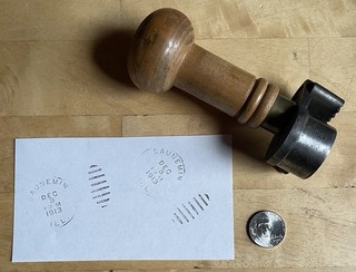 1913 Saunemin Illinois Post Office Hand Canceling Stamp