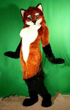 Fursuit Long Haired Brown Fox Mascot Party Animal Costume Halloween Adults  02