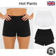 Ladies Mini Shorts Hot Pants Women Stretchy Cotton Cycling Sports black white ML