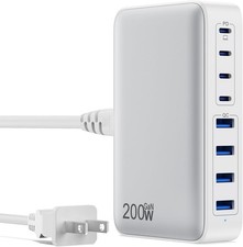 USB C 200W Charger GaN III 8 Port Fast Charging Station PD 65W Laptop Adapter