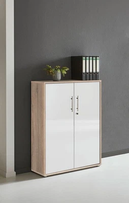 BMG MÖBEL Aktenschrank abschließbar 3 OH mit 2 Türen wählbar in 18 verschiedenen Farben