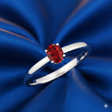 Ehering roter Rubin Ovalschliff 0,40 ct Lab C...