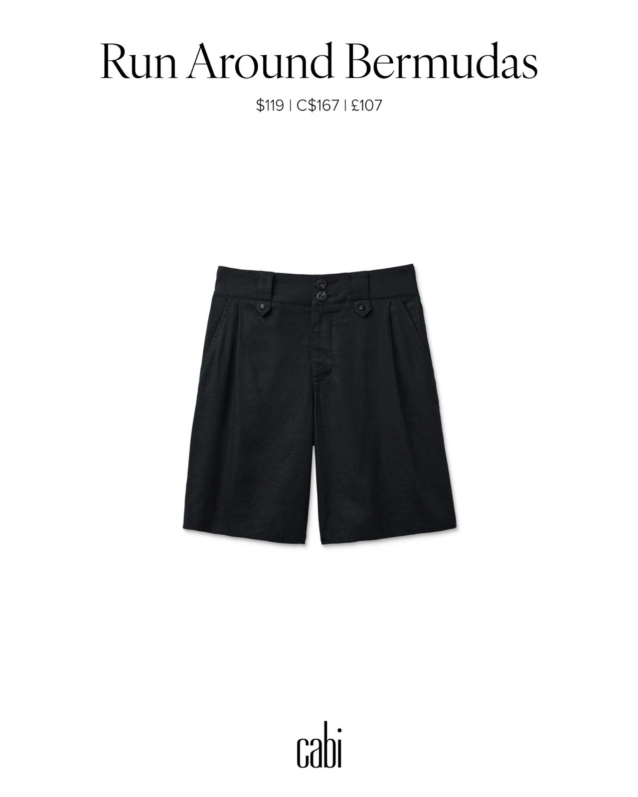 Cabi Spring 2026 Run Around Bermudas Size 4 NWT Retail $119 BLACK easy fit