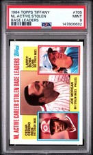 1984 TOPPS TIFFANY BASE LEADERS #705 NL ACTIVE STOLEN PSA 9