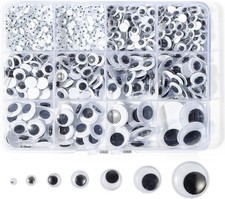 764pcs Black Wiggle Googly Eyes Self Adhesive, 4mm 6mm 8mm 10mm 12mm 15mm 20m...