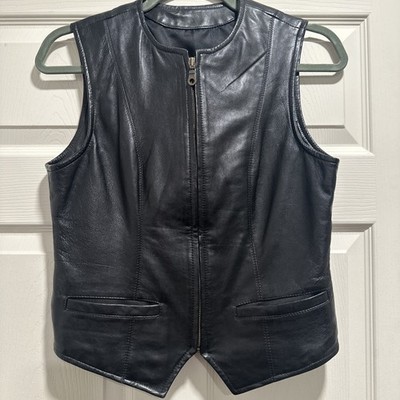 Wilson s Vintage Leather Zip Up Vest Sz M Western Moto Grunge Style Great !