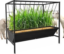 Livestock Feed Trough 2-in-1 Grain & Hay Feeder for Goats Sheep Large Capacity