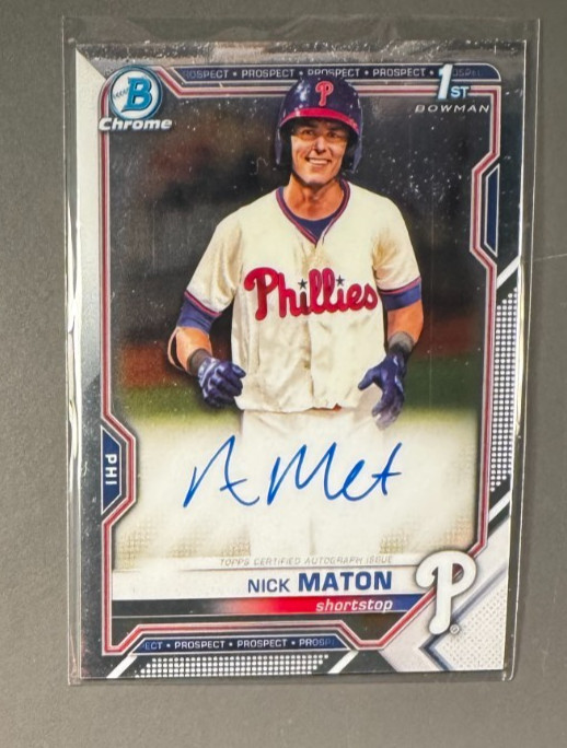 Nick Maton 2021 Bowman Chrome Auto 1st Bowman Phillies CPA-NM