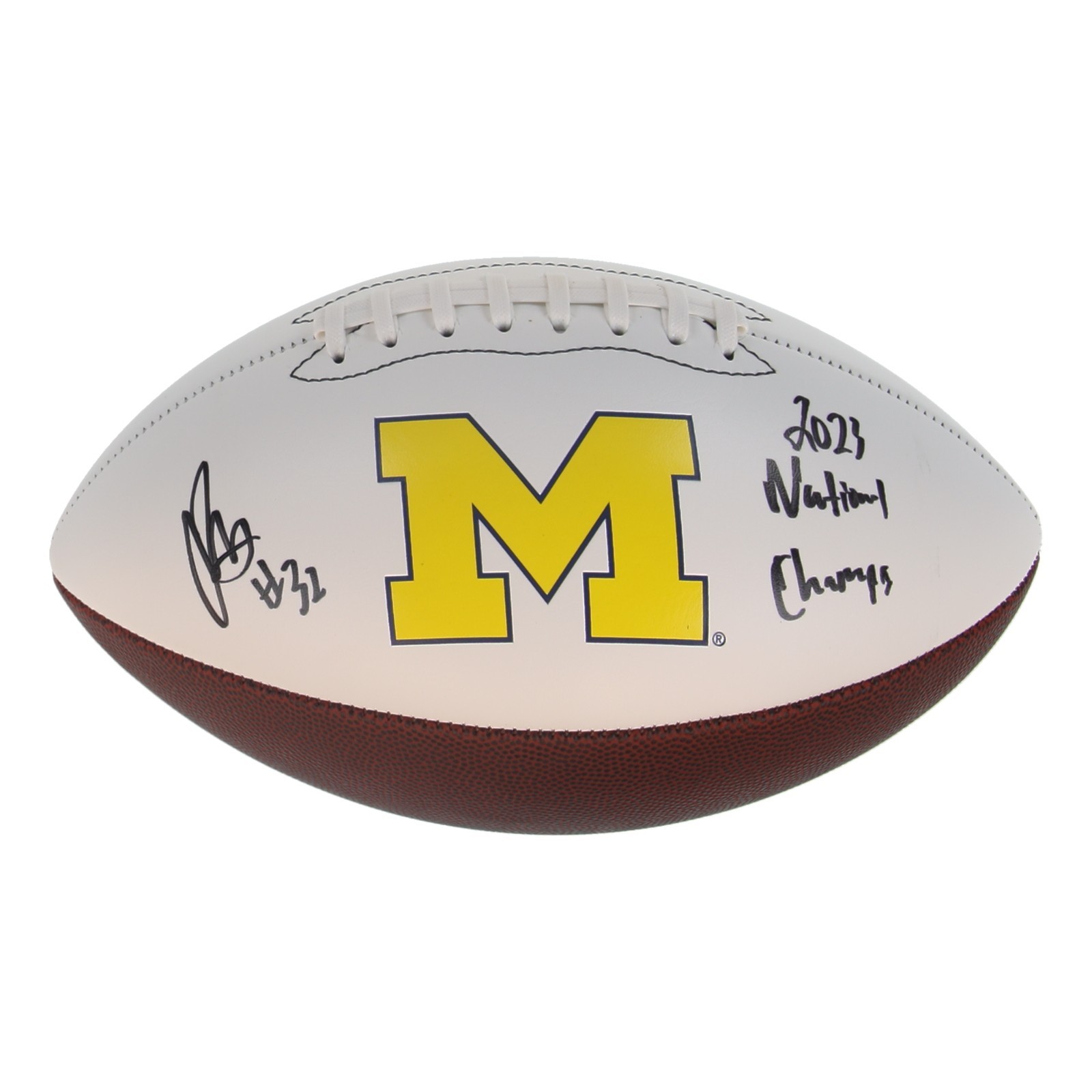 Jaylen Harrell Autographed Signed Michigan Wolverines Logo Football (Schwartz) Titans LB 